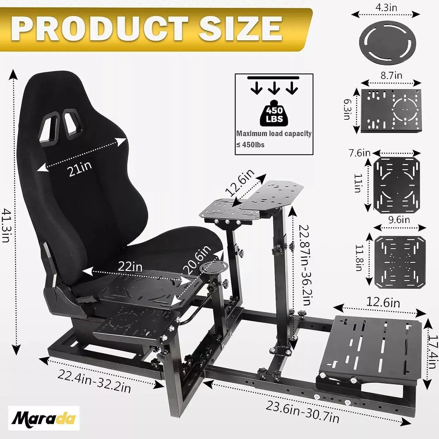 Marada Sim Racing Rig Marada Universal Flight Simulation Cockpit with Racing Seat or Racing