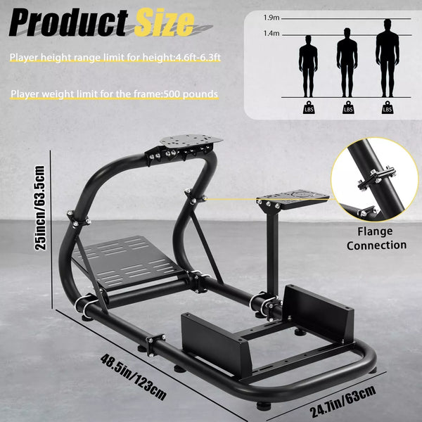 Marada Racing Cockpit Frame Upgrade Stable Racing Wheel Stand Adjustable Fit for Logitech G25 G27 G29 G920 Thrustmaster T80 T150 Fanatec Wheel, Pedals,and Shifter Not Include