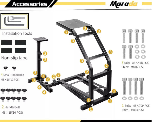 Marada Racing Wheel Stand with V2 Support Game Support Stand Up Simulation Driving Bracket for Logitech G29, G27 and G25 Racing Simulator Steering Wheel Stand Without Wheel and Pedals