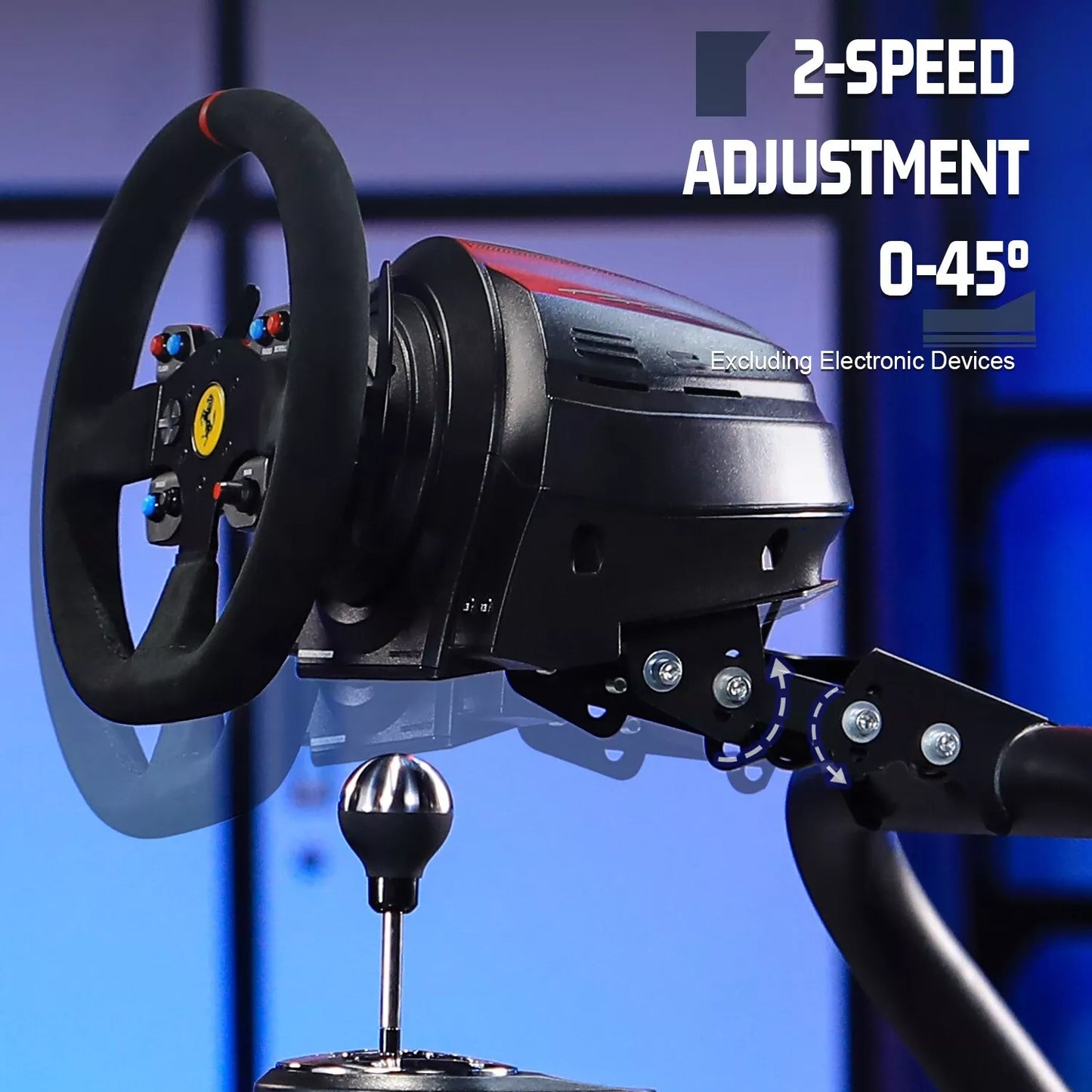 Marada Racing Wheel Stand (Cockpit 54) Adjustable Fit for |Logitech G25 G27 G29 G920 |Thrustmaster T80 T150 | Fanatec with Black Racing Seat Wheel, Pedals,and Shifter Not Include