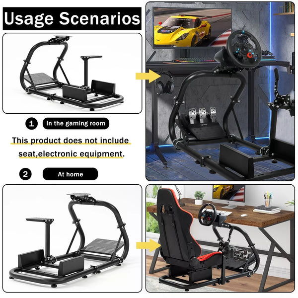 Marada Racing Cockpit Frame Upgrade Stable Racing Wheel Stand Adjustable Fit for Logitech G25 G27 G29 G920 Thrustmaster T80 T150 Fanatec Wheel, Pedals,and Shifter Not Include