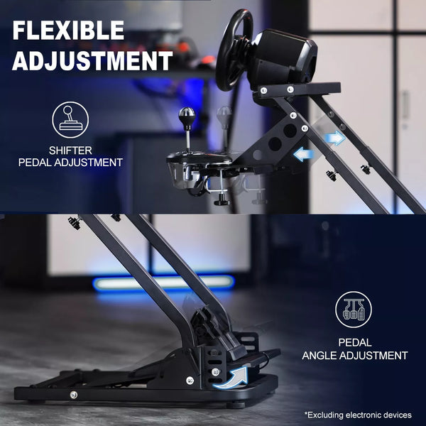 Marada Racing Wheel Stand Height Adjustable with UPGRADE SHIFT LEVER for Logitech G25, G27, G29, G920, G923, Thrustmaster TMX, T80, Gaming Steering Simulator Cockpit Wheel and Pedals Not Included