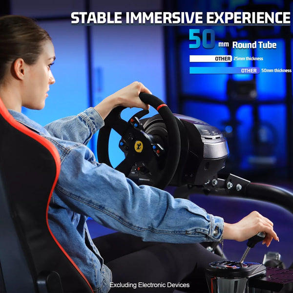 Marada Racing Wheel Stand (Cockpit 54) Adjustable Fit for |Logitech G25 G27 G29 G920 |Thrustmaster T80 T150 | Fanatec with Red Racing Seat Wheel, Pedals,and Shifter Not Include Visit the Marada Store