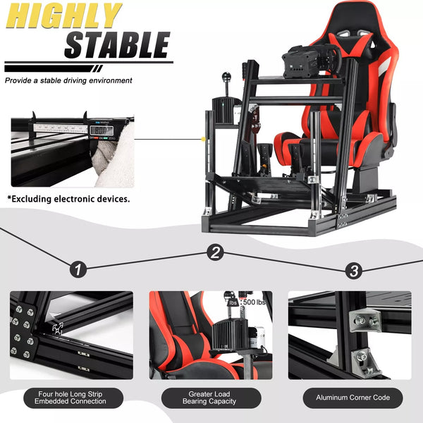 Marada Sim Racing Cockpit Wheel Stand Adjustable Aluminum Fit for ThrustmasterT80,T150,T248X,TX,T300RS,Fanatec,Moza,Logitech G29,G920,G923,PXN Racing Frame with Seat