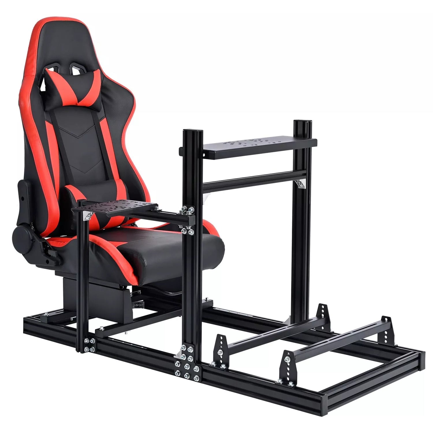 Marada Adjustable 3060 Aluminum Racing Sim Cockpit with Red Seat Compa