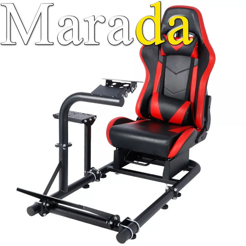 Marada Racing Cockpit Frame (Cockpit 57) Adjustable Fit for |Logitech G25 G27 G29 G920 |Thrustmaster T80 T150 | Fanatec with Red Racing Seat Wheel, Pedals,and Shifter Not Include