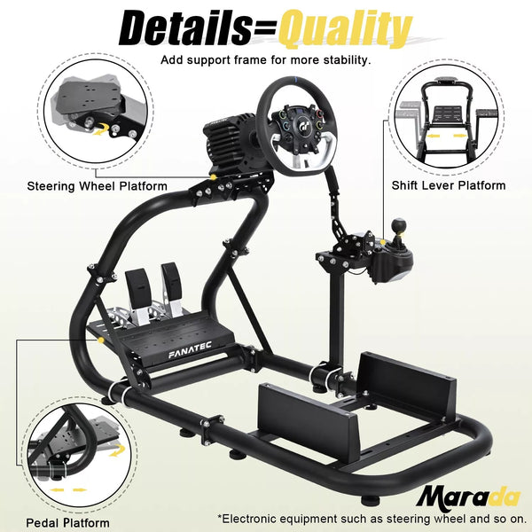 Marada Racing Cockpit Frame Upgrade Stable Racing Wheel Stand Adjustable Fit for Logitech G25 G27 G29 G920 Thrustmaster T80 T150 Fanatec Wheel, Pedals,and Shifter Not Include