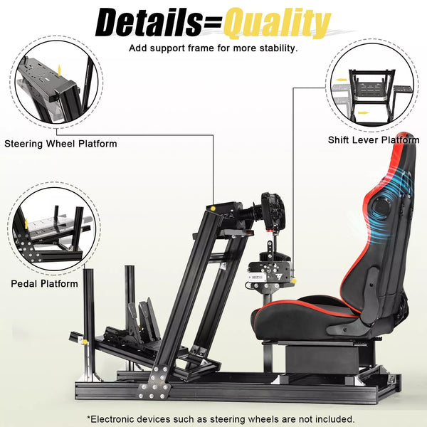 Marada Sim Racing Cockpit Wheel Stand Adjustable Aluminum Fit for Thrustmaster,Fanatec,Moza,Logitech,PXN Racing Frame with Seat