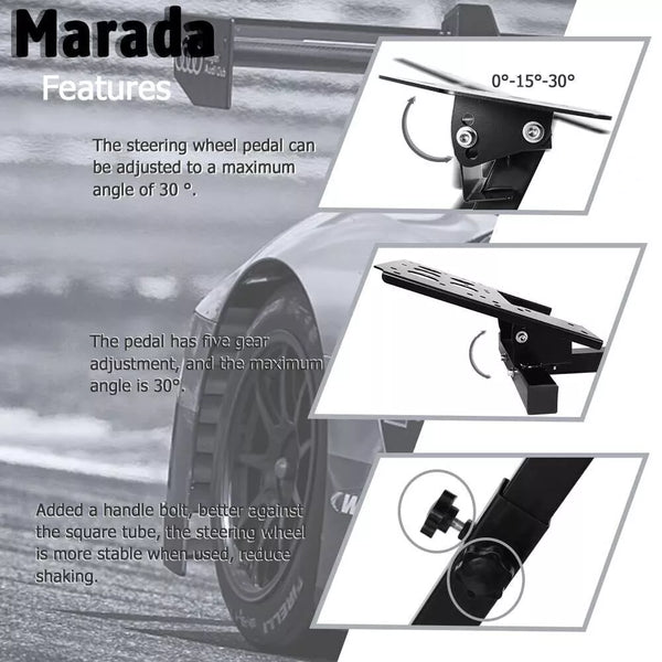 Marada Racing Simulator Cockpit Frame Fit for Logitech G25 G27 G29 G920 Adjustable Wheel Pedals Not Included