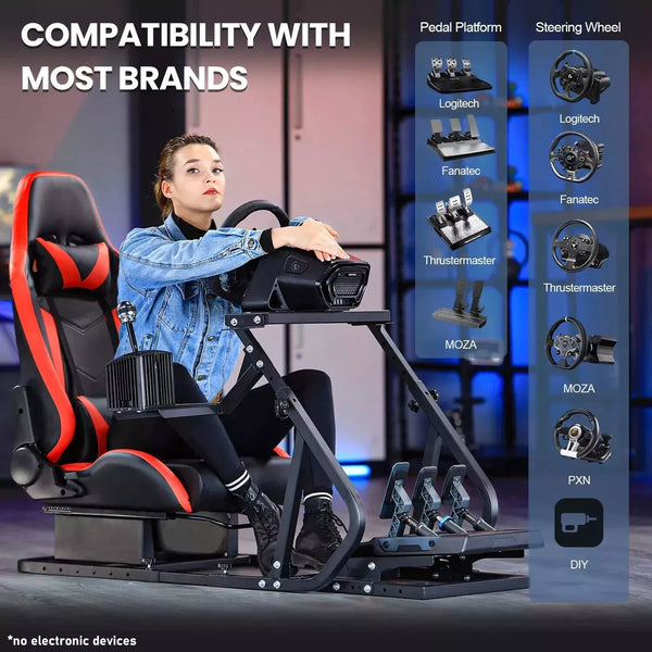 Marada G923 Racing Simulator Cockpit with Red Seat Compatible with Thrustmaster, Logitech,PXN, Fanatec Adjustable Mount Steering Wheel, Pedal, Handbrake Not Included