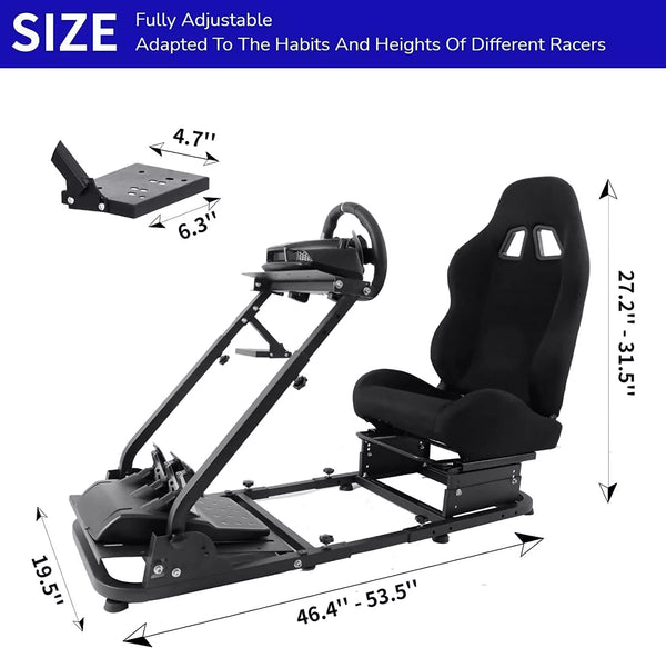 Marada Racing Seat Simulator Cockpit Height Adjustable Racing Steering Wheel Stand/Fits Fantec, Logitech G25, G27, G29, Thrustmaster/Compatible with Xbox One, Playstation, PC Platforms