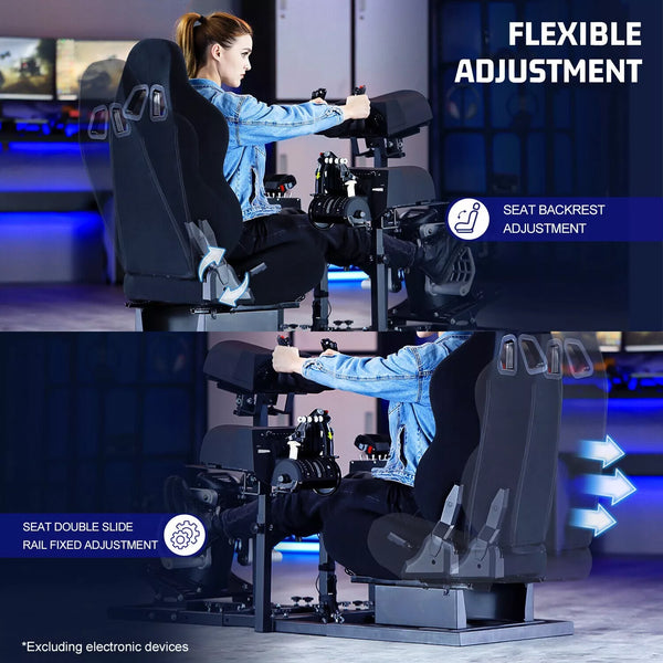 Marada Racing Flight Simulator Cockpit with Black Seat Compatible for Thrustmaster A10C Hotas Warthog Adjustable Throttle,Joystick,Keyboard NOT Included