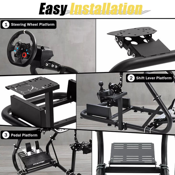 Marada Racing Cockpit Frame Upgrade Stable Racing Wheel Stand Adjustable Fit for Logitech G25 G27 G29 G920 Thrustmaster T80 T150 Fanatec Wheel, Pedals,and Shifter Not Include