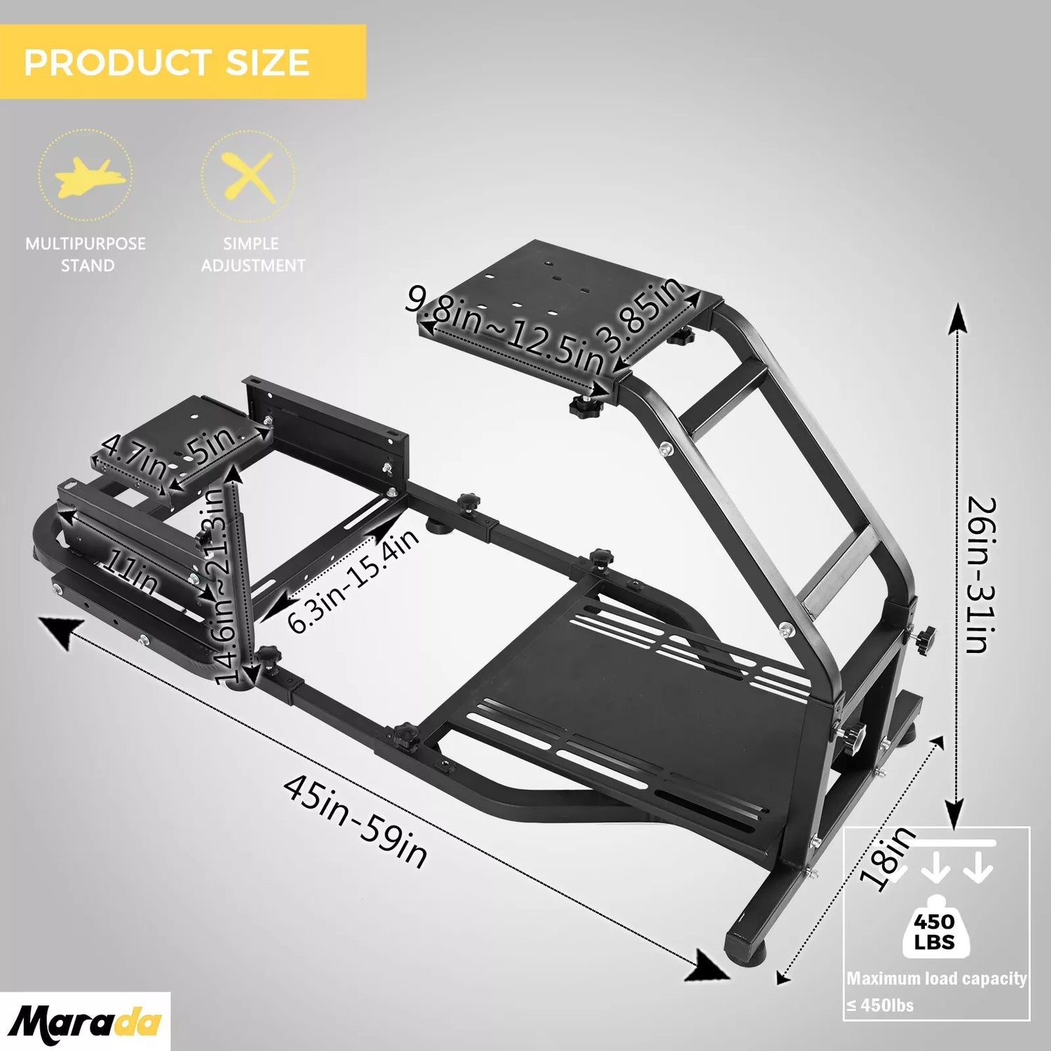 Marada Racing Simulator Cockpit with V2 Support Game Support Stand Up