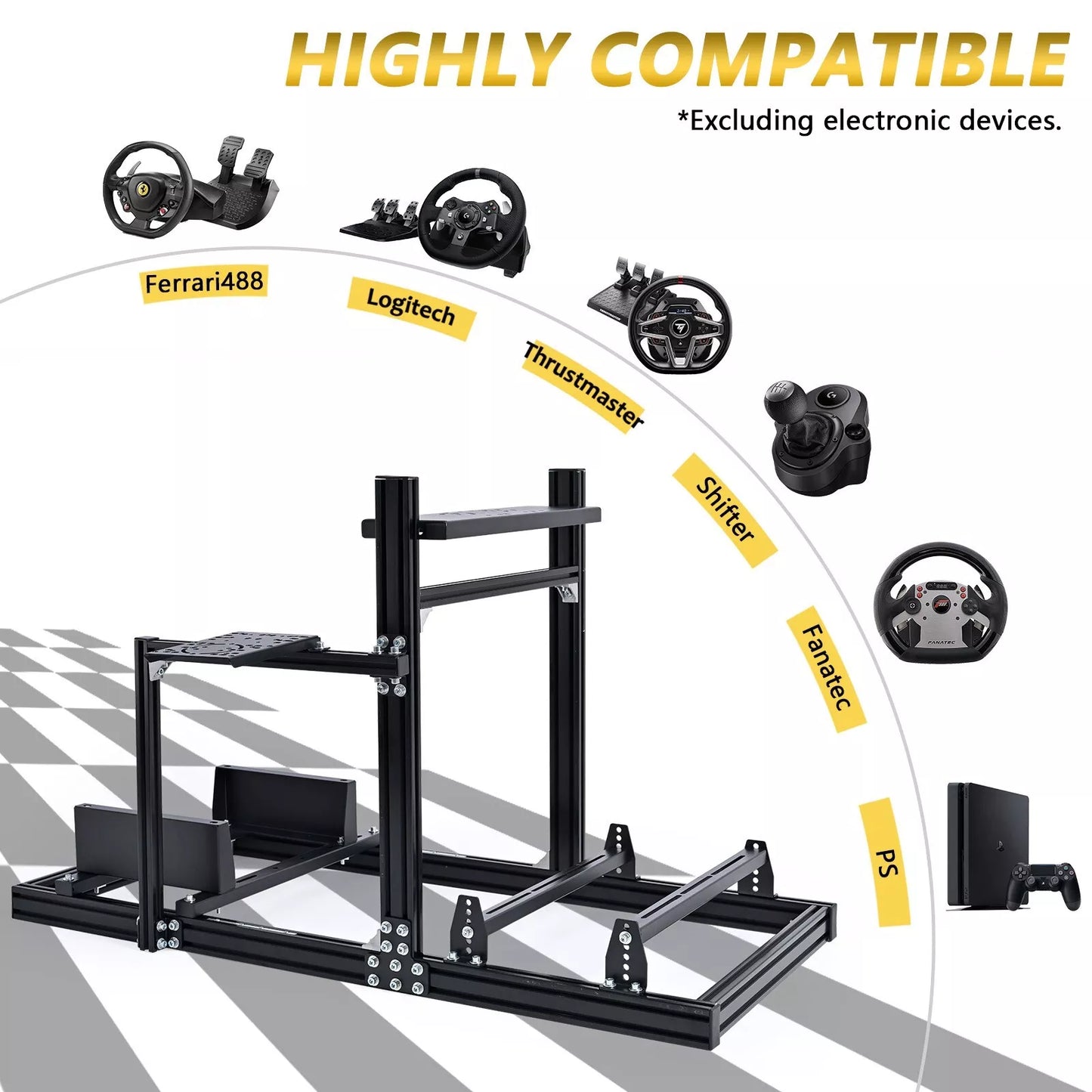 Marada Sim Rig Marada 3060 Aluminum Profile Adjustable Racing Simulator Cockpit Compa