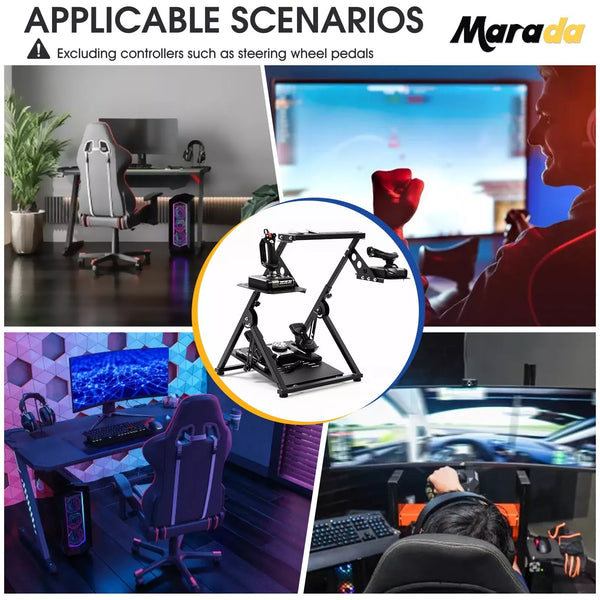 Marada Flight Racing Wheel Stand Foldable Simulator Cockpit Compatible with Logitech, Thrustmaster and PXN Gaming Devices Adjustable X-Shape Simulator Mount Electronic Device Not Included