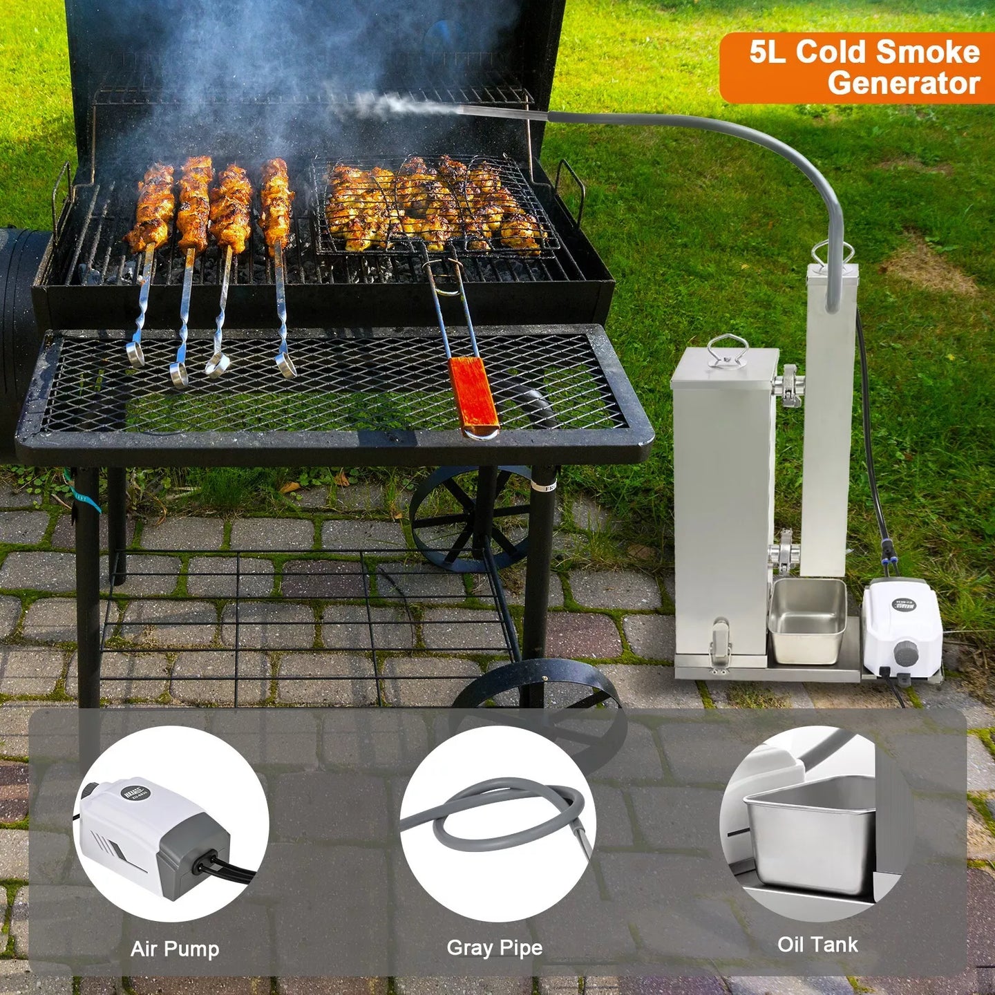 Marada 5L Silver Cold Smoke Generator Stainless Steel 16 Hours Continuous Smoke