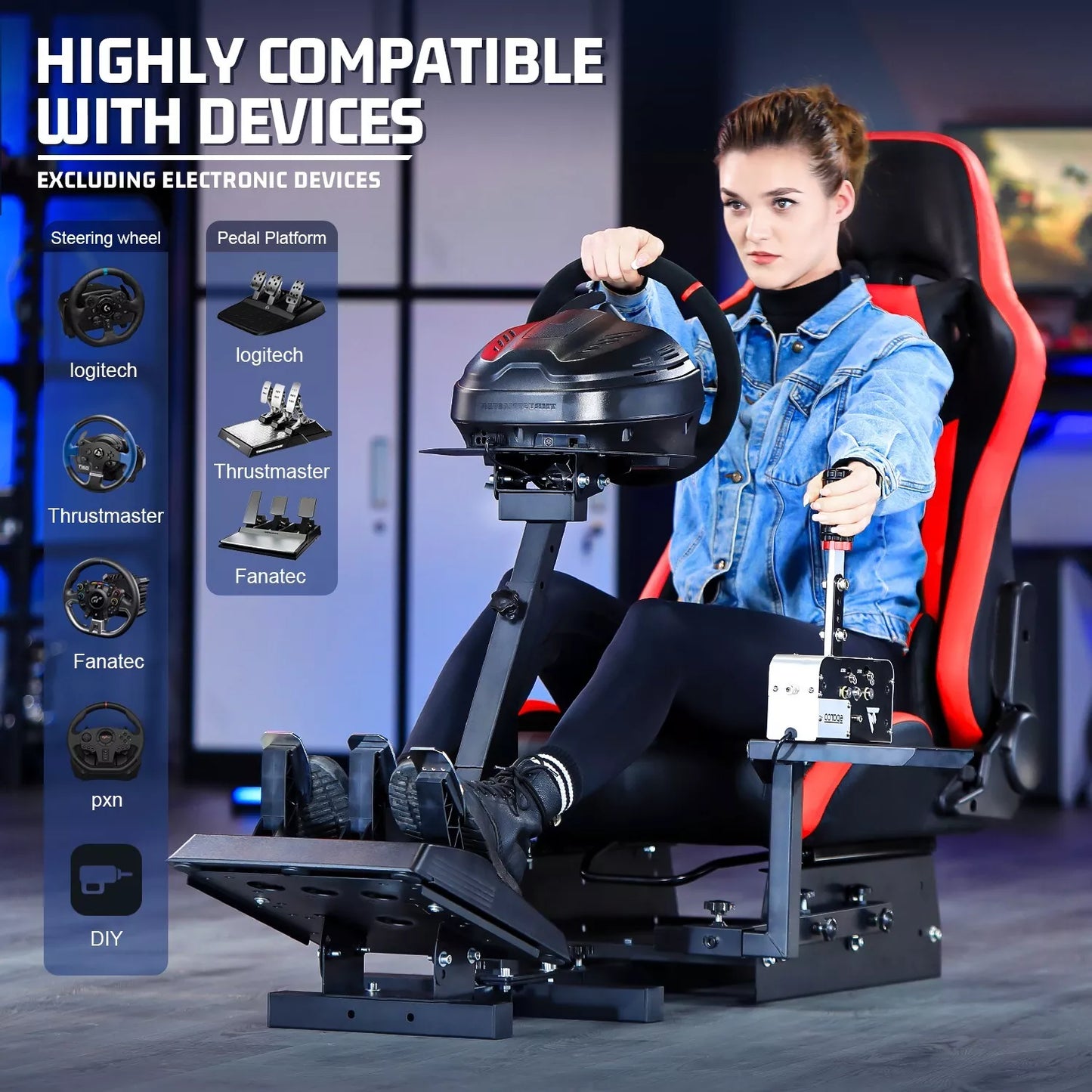 Marada Racing Simulator Cockpit with Red Seat Fits for Logitech G920 G923 Xbox