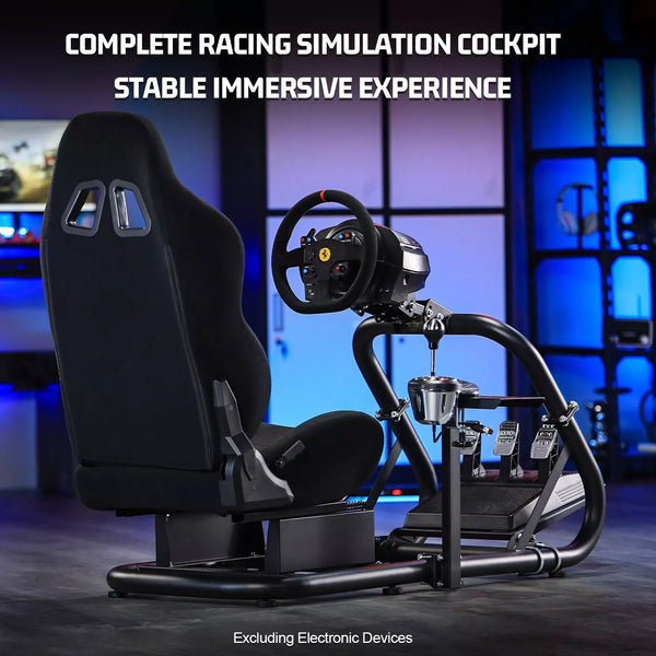 Marada Racing Wheel Stand (Cockpit 54) Adjustable Fit for |Logitech G25 G27 G29 G920 |Thrustmaster T80 T150 | Fanatec with Black Racing Seat Wheel, Pedals,and Shifter Not Include