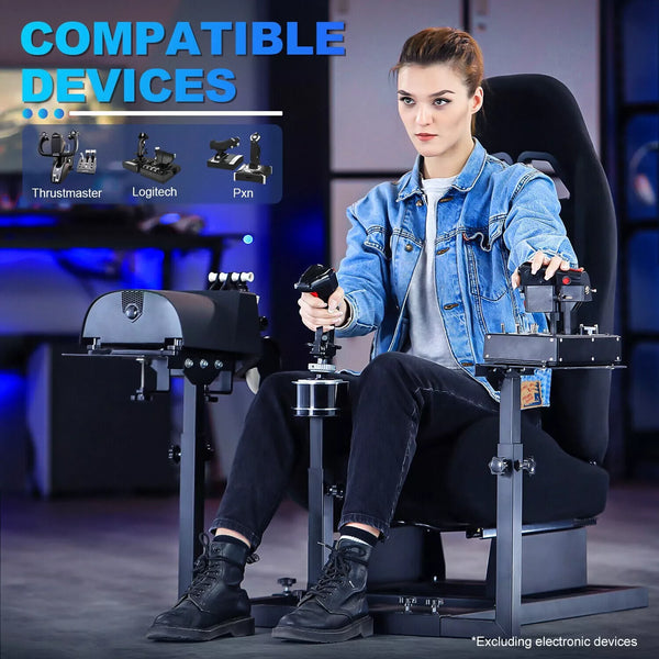 Marada Racing Flight Simulator Cockpit with Black Seat Compatible for Thrustmaster A10C Hotas Warthog Adjustable Throttle,Joystick,Keyboard NOT Included