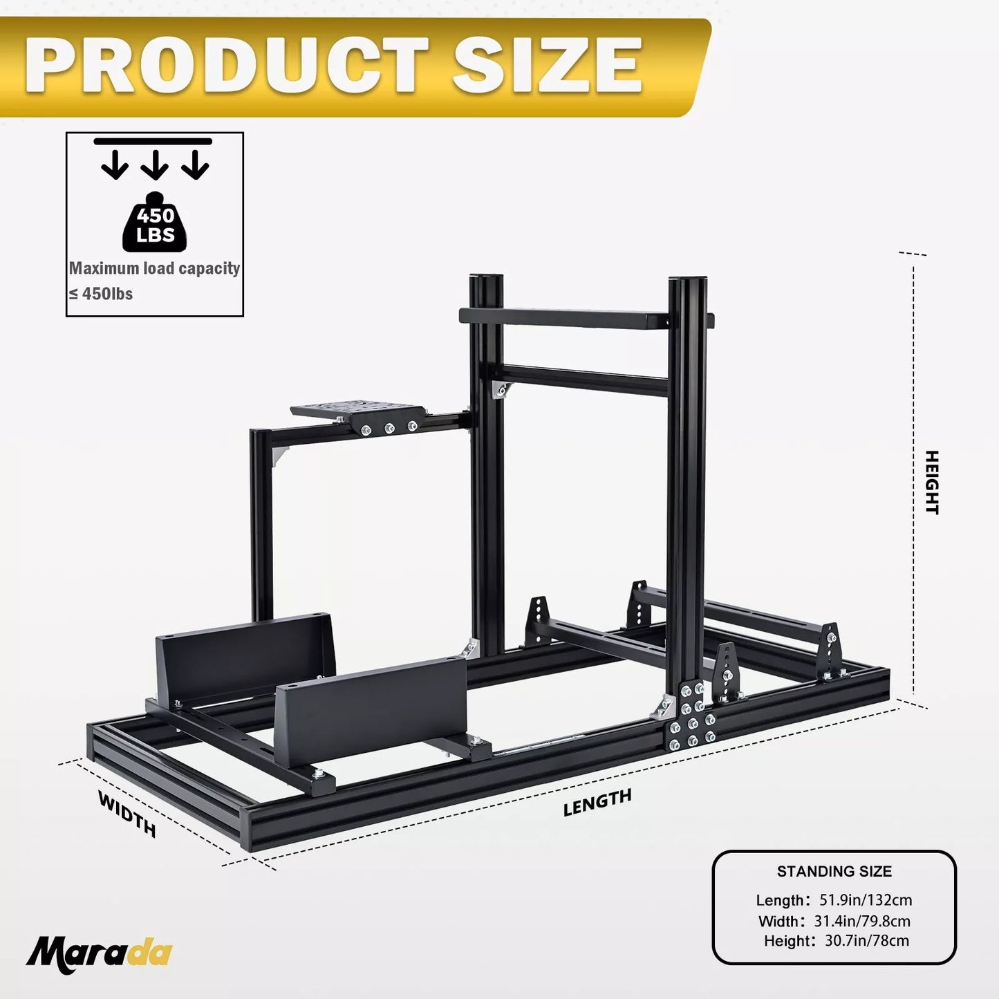 Marada Sim Rig Marada 3060 Aluminum Profile Adjustable Racing Simulator Cockpit Compa