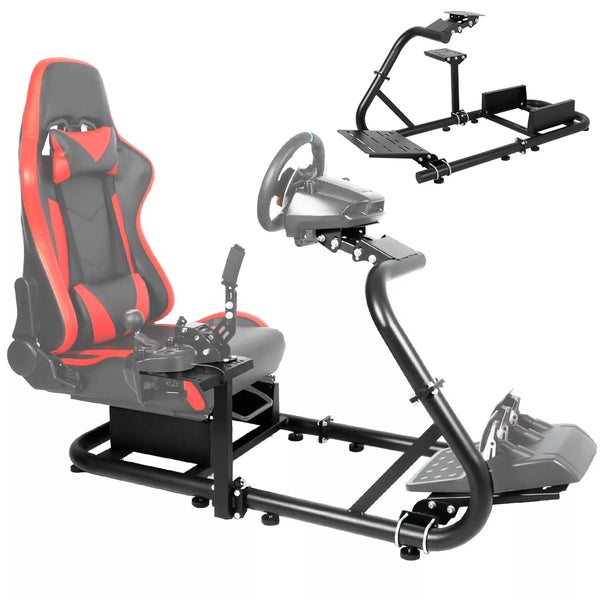 Marada Racing Simulator Frame Adjustable Wheel Stand Round Tube Upgrade fit for Logitech G25 G27 G29 G920 Thrustmaster Tx 458, T500 RS, T300RS Wheels, Shifter and Pedals not Include