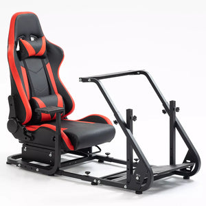 Marada Adjustable Racing Simulator Cockpit Frame with Gear Shifter Mount fit for Logitech G25 G27 G29 G920 with Red Seat