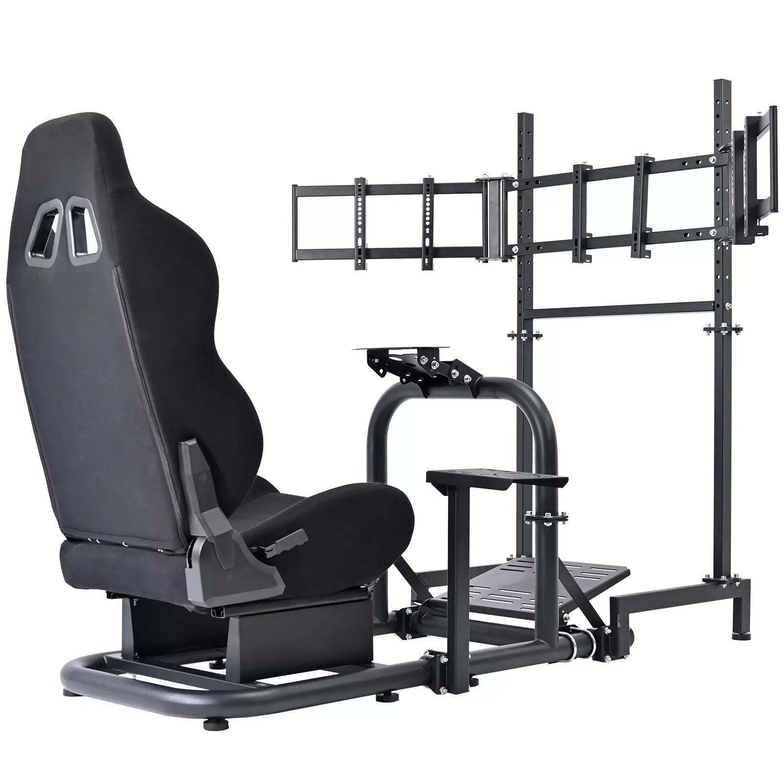 Marada Racing Simulator Cockpit with Triple Monitor TV Stand & Black S