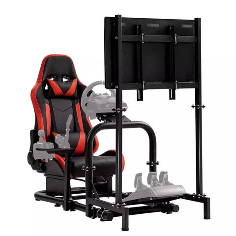 Marada Driving Simulator Cockpit with Monitor Stand & Red Seat Fit for G923 G920 T500,FANTEC,T3PA/TGT Stable & Strong Wheel and Pedals Not Included Racing Cockpit Full Kit-55