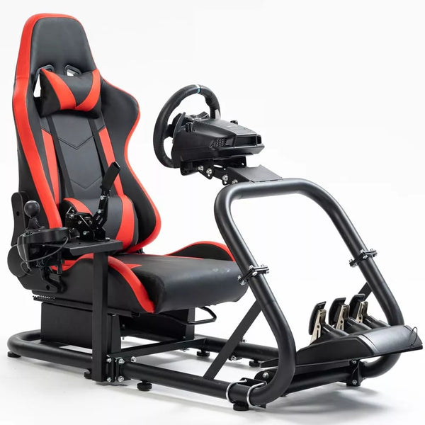 Marada Racing Wheel Stand (Cockpit 54) Adjustable Fit for |Logitech G25 G27 G29 G920 |Thrustmaster T80 T150 | Fanatec with Red Racing Seat Wheel, Pedals,and Shifter Not Include Visit the Marada Store