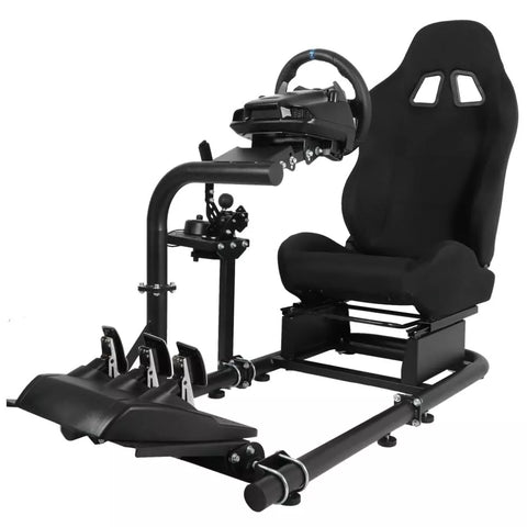 Marada Racing Cockpit Frame (Cockpit 57) Adjustable Fit for |Logitech G25 G27 G29 G920 |Thrustmaster T80 T150 | Fanatec with Black Racing Seat Wheel, Pedals,and Shifter Not Include