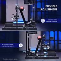 Marada G29 Sim Racing Cockpit Stand 4080 Aluminum Profile with Triple Monitor Bracket Fit Logitech G920 G923