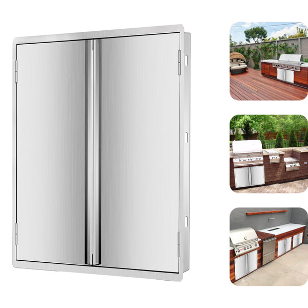 Marada BBQ Access Double Door Kitchen Outdoor 304 All Brushed Stainless Steel Flush Mount Double Wall Door for Outdoor Kitchen,BBQ Island & Grill,Outdoor Cabinet ( 29" W x 22" H/28" W x 19" H/30.5" W x 20" H/17" W x 24" H)