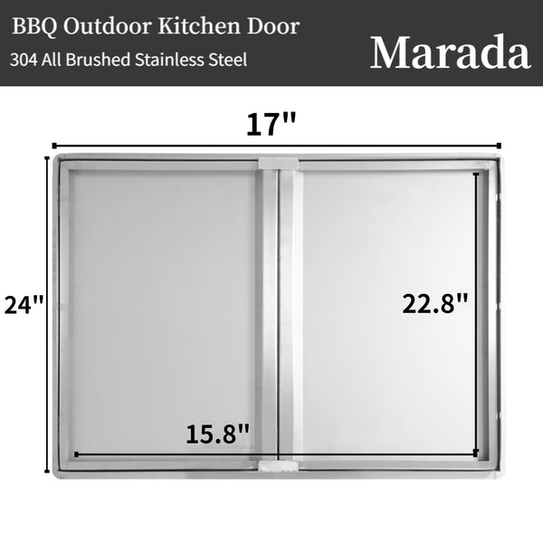 Marada BBQ Access Double Door Kitchen Outdoor 304 All Brushed Stainless Steel Flush Mount Double Wall Door for Outdoor Kitchen,BBQ Island & Grill,Outdoor Cabinet ( 29" W x 22" H/28" W x 19" H/30.5" W x 20" H/17" W x 24" H)