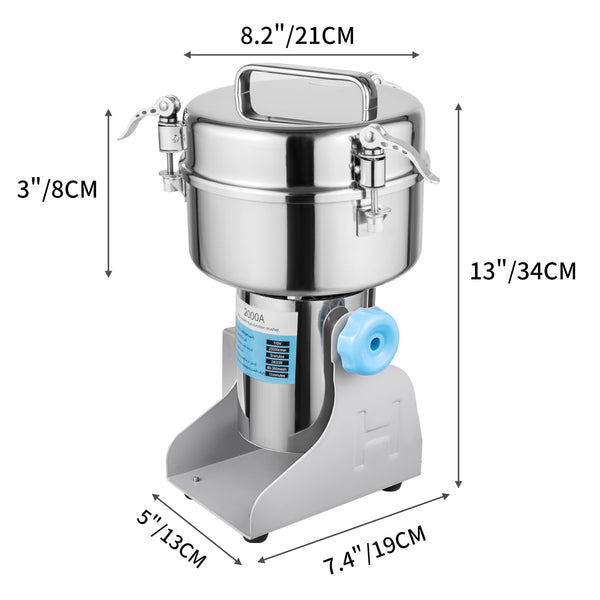 Marada Electric Grain Mills 110V Pulverizer Grinder Powder LED Digital Stainless Steel 500g/1000g/2000g