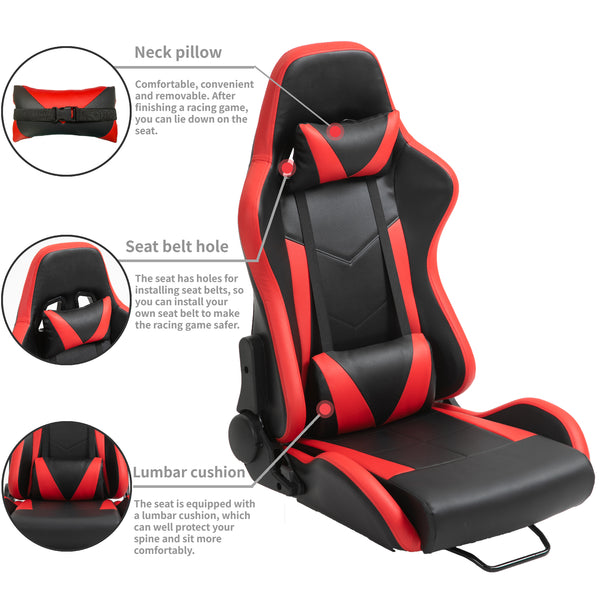 Marada Racing Seat with Double Lock Slip for Racing Wheel Stand Cloth Red with Installed Parts