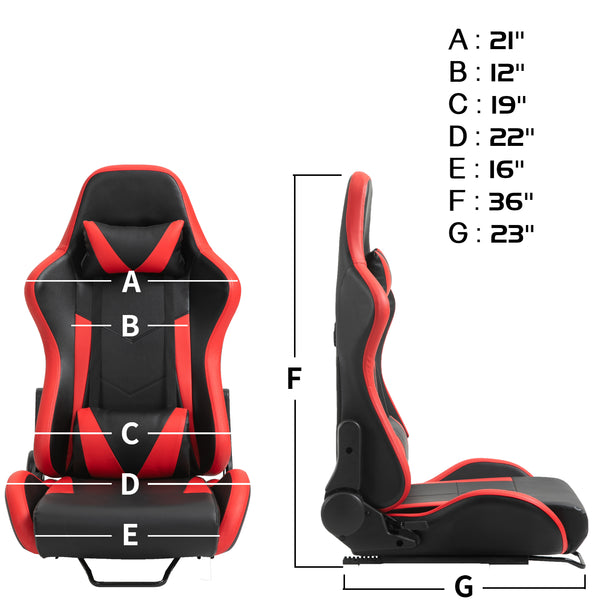 Marada Racing Seat with Double Lock Slip for Racing Wheel Stand Cloth Red with Installed Parts