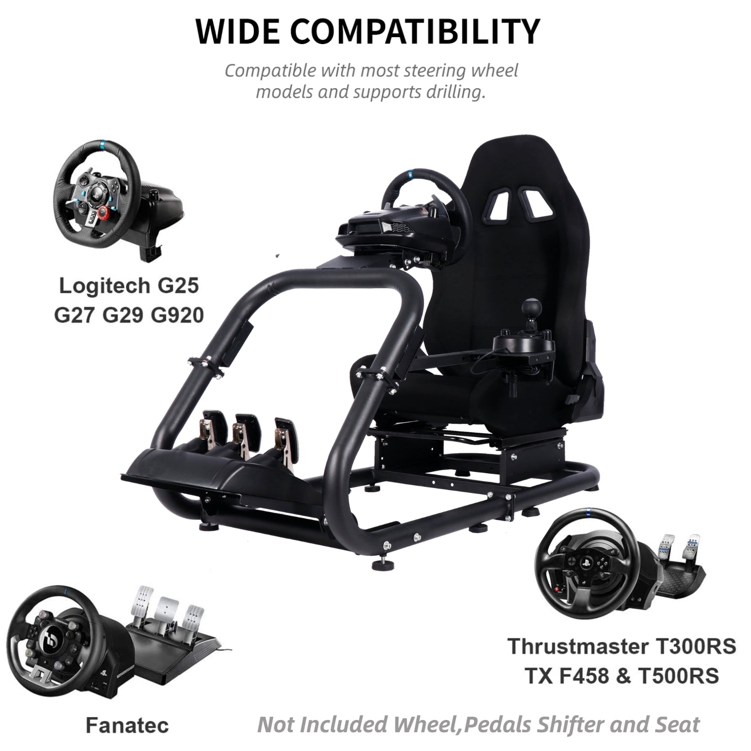 Marada Racing Simulator Cockpit,Fit Logitech G25 G27 G29  G920/Thrustmaster,Racing Gaming Stand Foldable& Tilt-Adjustable,Racing  Wheel Stand Not Included Wheel&Pedals&Seat 