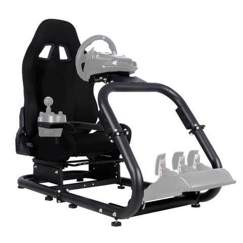 Marada Racing Cockpit Frame Large Round Tube Racing Wheel Stand Stable and Adjustable Fit for Logitech G25 G27 G29 G920 Thrustmaster T80 T150 Wheel, Pedals and Shifter Not Include（with Seat）