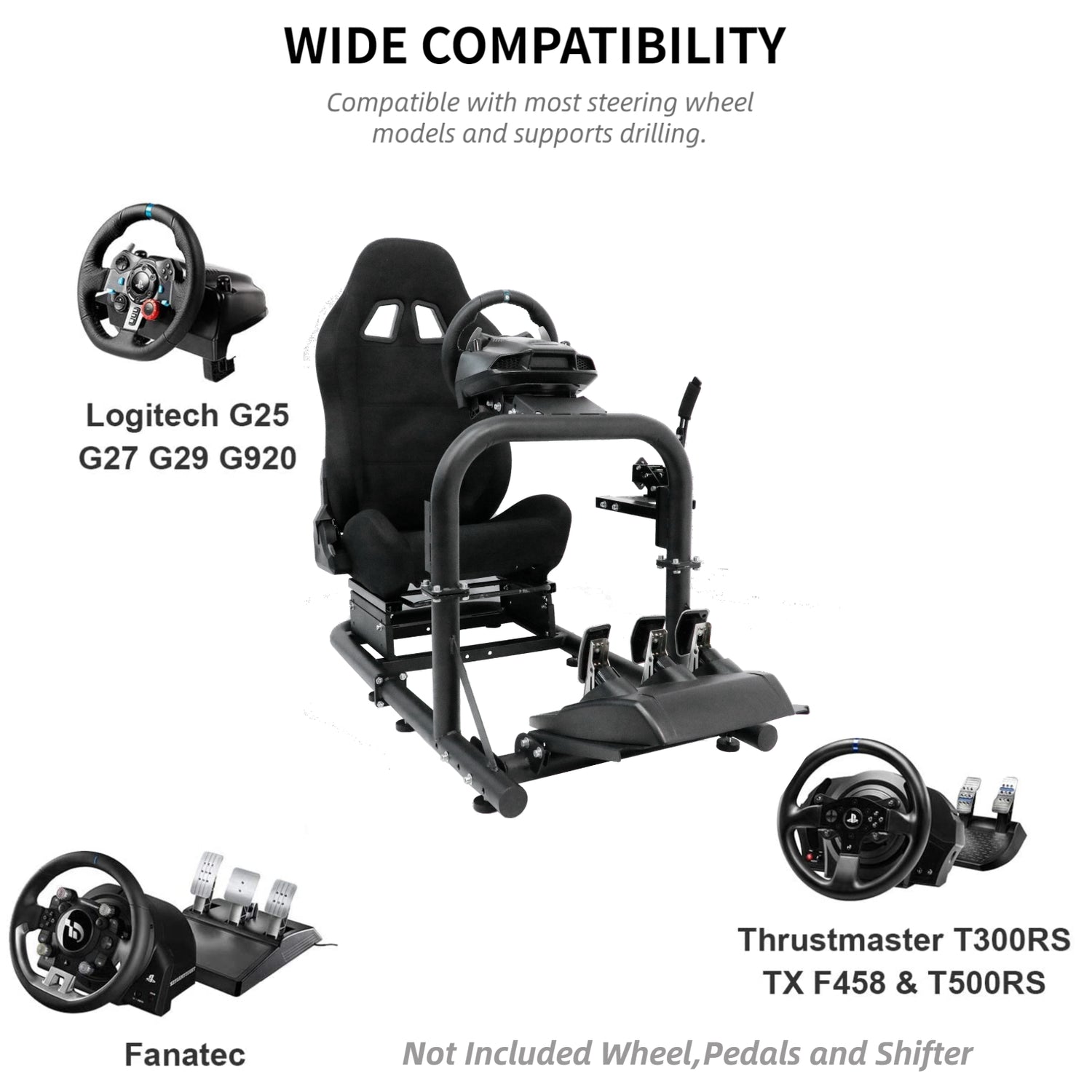 Marada Racing Simulator Cockpit,Fit Logitech G25 G27 G29  G920/Thrustmaster,Racing Gaming Stand Foldable& Tilt-Adjustable,Racing  Wheel Stand Not Included Wheel&Pedals&Seat 