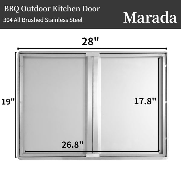 Marada BBQ Access Double Door Kitchen Outdoor 304 All Brushed Stainless Steel Flush Mount Double Wall Door for Outdoor Kitchen,BBQ Island & Grill,Outdoor Cabinet ( 29" W x 22" H/28" W x 19" H/30.5" W x 20" H/17" W x 24" H)