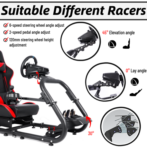 Marada Racing Wheel Stand Simulator Cockpit Height Adjustable Gaming Steering Frame Compatible for T500,T30,T300RS,FANTEC,T3PA/TGT,logitech G25,G29,G92,G923 Wheel&Pedals Not Included