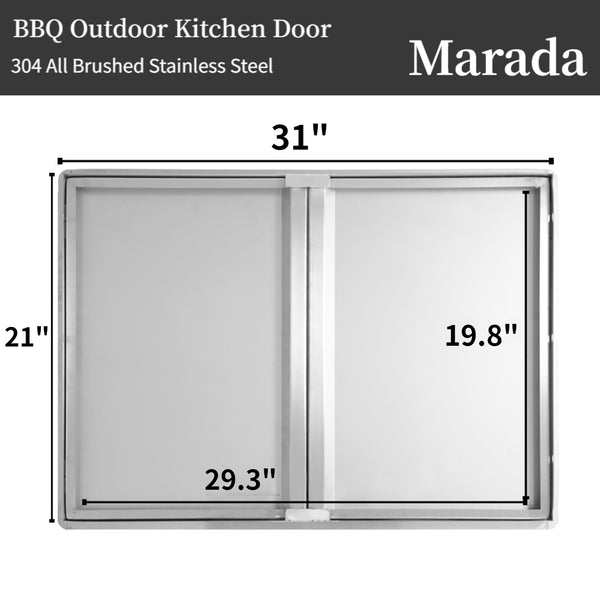 Marada BBQ Access Double Door Kitchen Outdoor 304 All Brushed Stainless Steel Flush Mount Double Wall Door for Outdoor Kitchen,BBQ Island & Grill,Outdoor Cabinet ( 29" W x 22" H/28" W x 19" H/30.5" W x 20" H/17" W x 24" H)