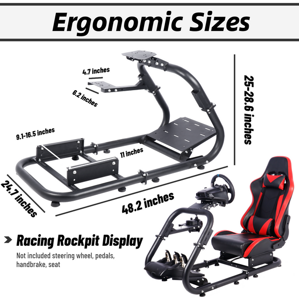 Marada Racing Wheel Stand Simulator Cockpit Height Adjustable Gaming Steering Frame Compatible for T500,T30,T300RS,FANTEC,T3PA/TGT,logitech G25,G29,G92,G923 Wheel&Pedals Not Included