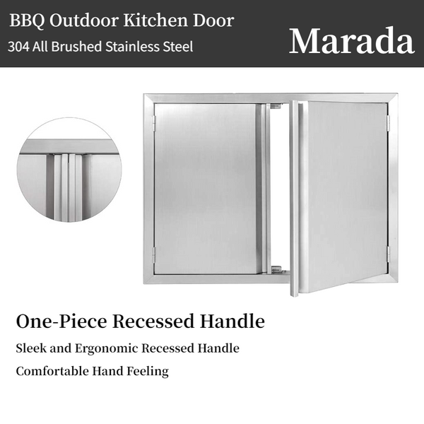 Marada BBQ Access Double Door Kitchen Outdoor 304 All Brushed Stainless Steel Flush Mount Double Wall Door for Outdoor Kitchen,BBQ Island & Grill,Outdoor Cabinet ( 29" W x 22" H/28" W x 19" H/30.5" W x 20" H/17" W x 24" H)