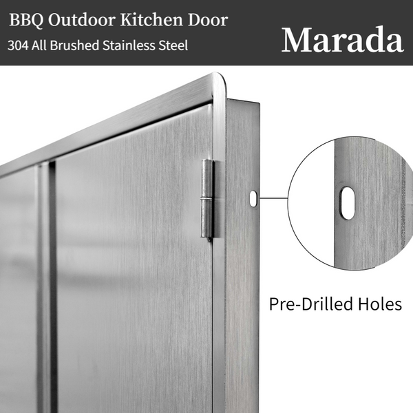 Marada BBQ Access Double Door Kitchen Outdoor 304 All Brushed Stainless Steel Flush Mount Double Wall Door for Outdoor Kitchen,BBQ Island & Grill,Outdoor Cabinet ( 29" W x 22" H/28" W x 19" H/30.5" W x 20" H/17" W x 24" H)