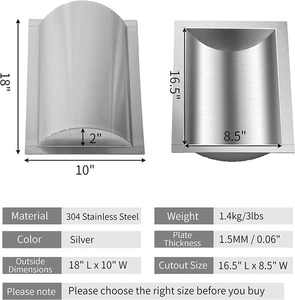 Marada 10L x 18W x2H Drop-in Deal Tray All Brushed 304 Stainless Steel Window Tray High Standard Flush Mount Cash Trays for Gas Stations, Banks, and Convenience Stores and Hospital