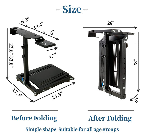 Marada Racing Steering Wheel Stand with Gear Shifter and Pedal Mount for Logitech G25 G27 G29 G920 Thrustmaster Folding Gaming Racing Sim Cockpit