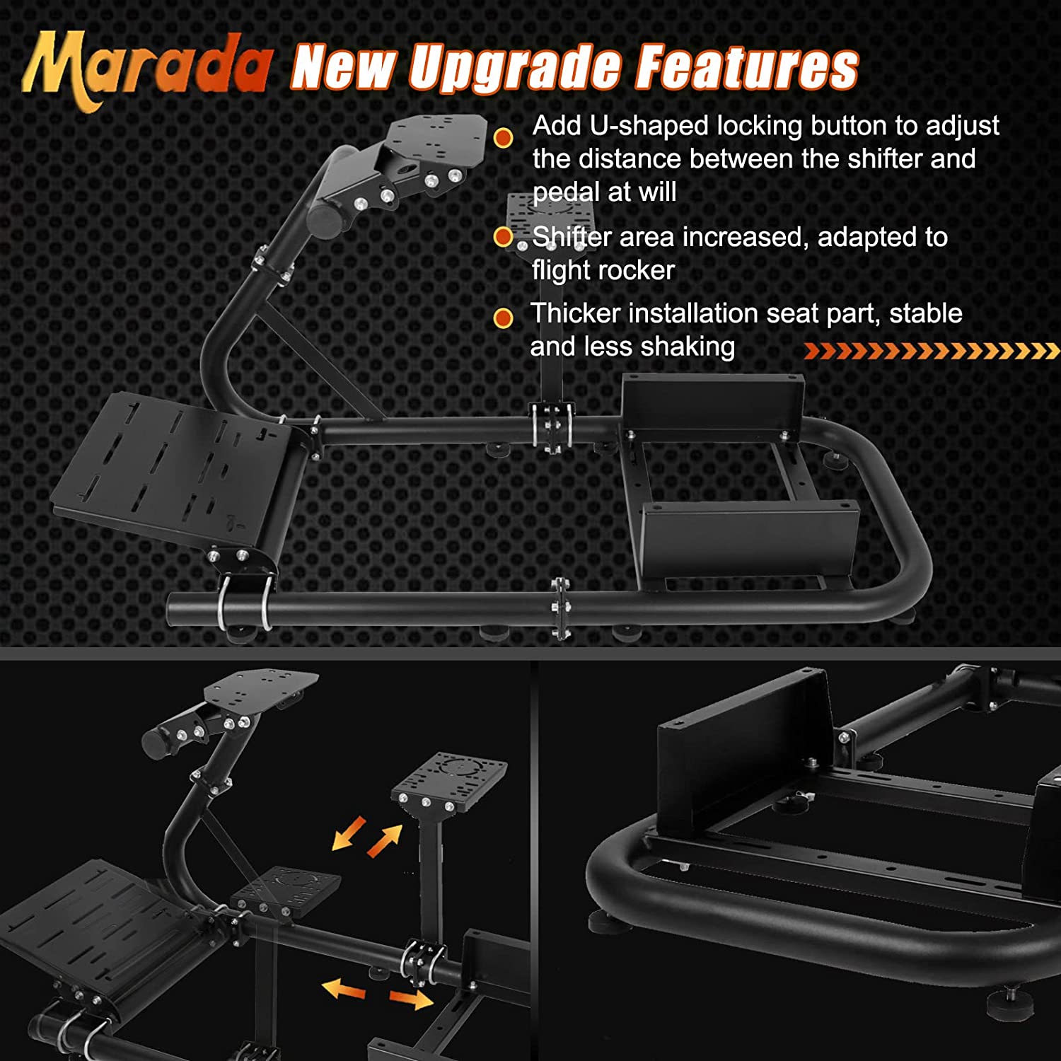 Marada Racing Simulator Frame Adjustable Wheel Stand Round Tube Upgrad