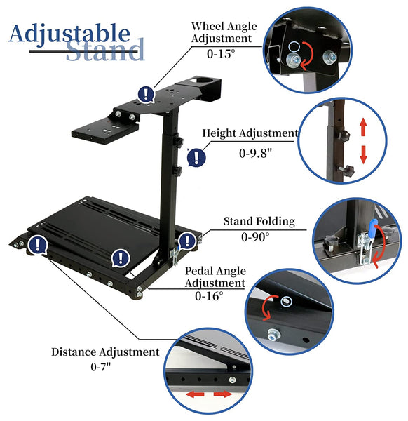 Marada Racing Steering Wheel Stand with Gear Shifter and Pedal Mount for Logitech G25 G27 G29 G920 Thrustmaster Folding Gaming Racing Sim Cockpit